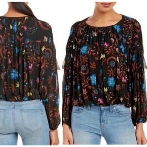 Free People Women's Wildflower Honey Top Black Small